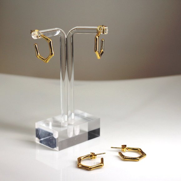 Earrings / 100% stainless steel / gold-plated / hypoallergenic - Picture 1 of 2